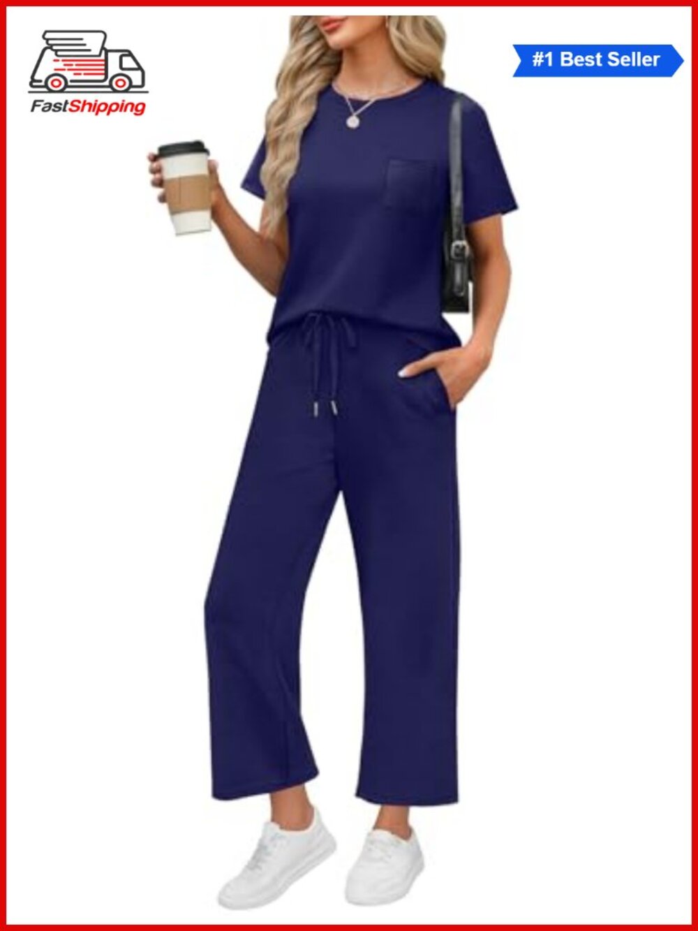 ✨ WIHOLL 2 Piece Set Women Casual Summer Travel Vacation Outfit Short Sleeve